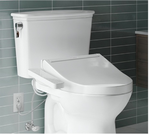 White TOTO WASHLET KC2 bidet seat with a convenient side control panel