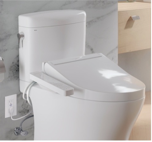 White TOTO WASHLET C2 bidet seat with a convenient side control panel