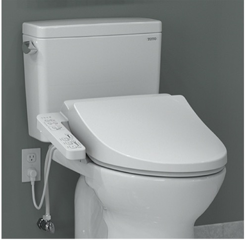 White TOTO WASHLET A2 bidet seat with a convenient side control panel 