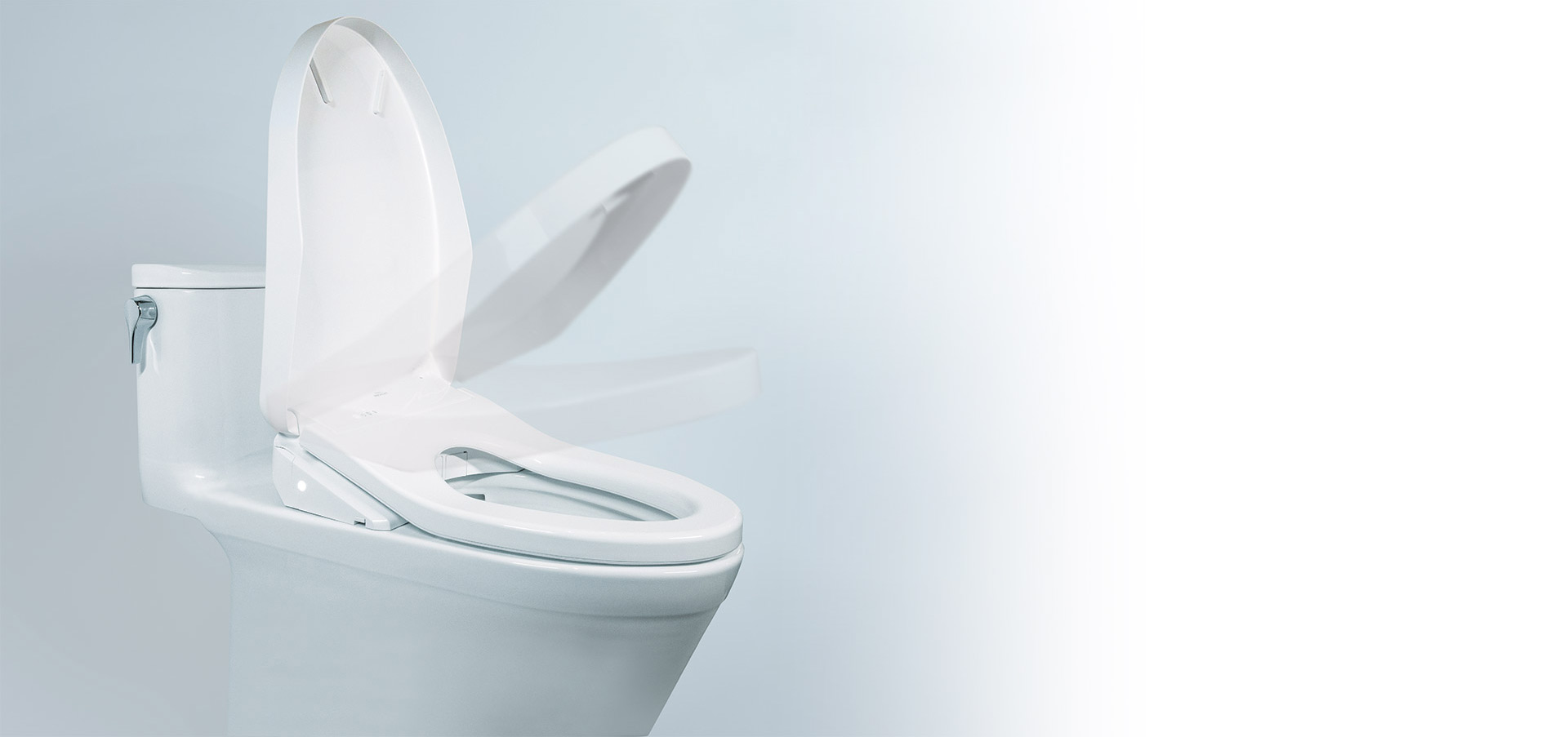 TOTO Toilet with WASHLET. Showing action of the SOFT CLOSE seat.