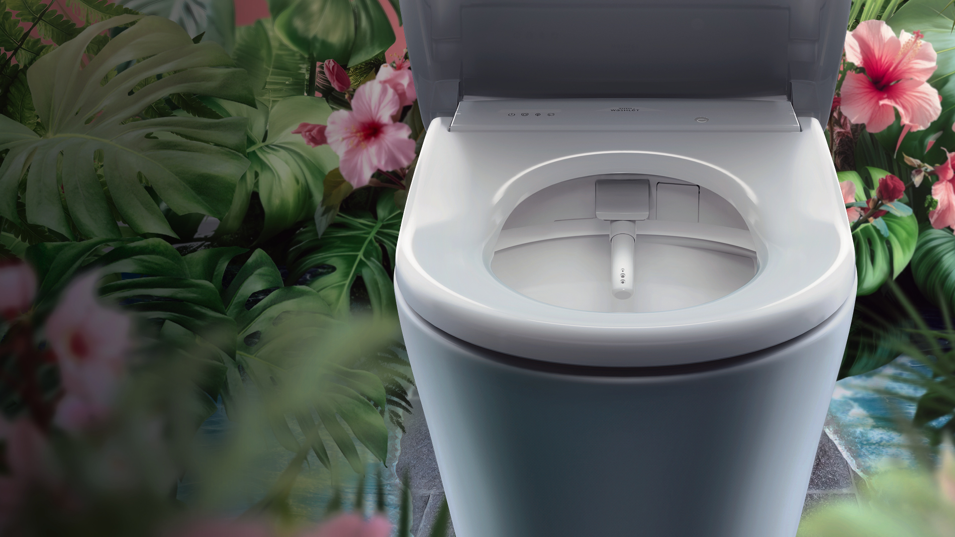 TOTO Toilet with WASHLET with wand extended.