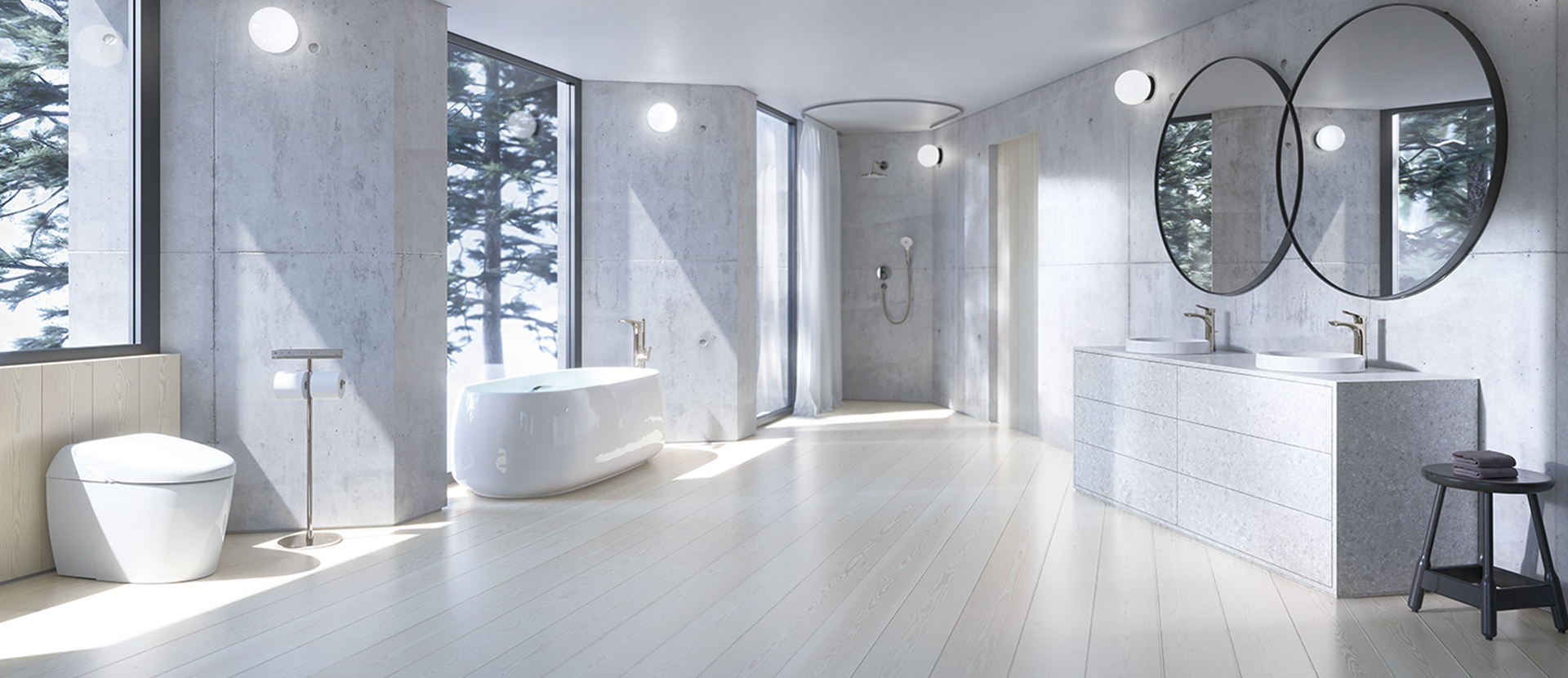 Photo of the interior of a bathroom showing TOTO Products.